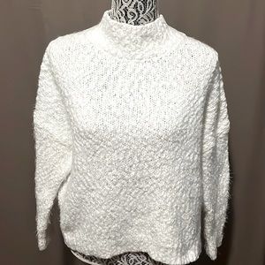Pink Lily White Textured Turtleneck Sweater